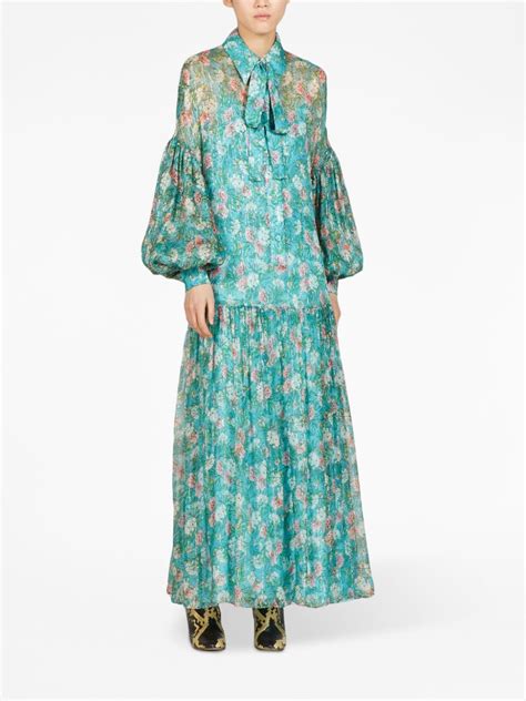 gucci floral print dress|Gucci maxi dress floral.